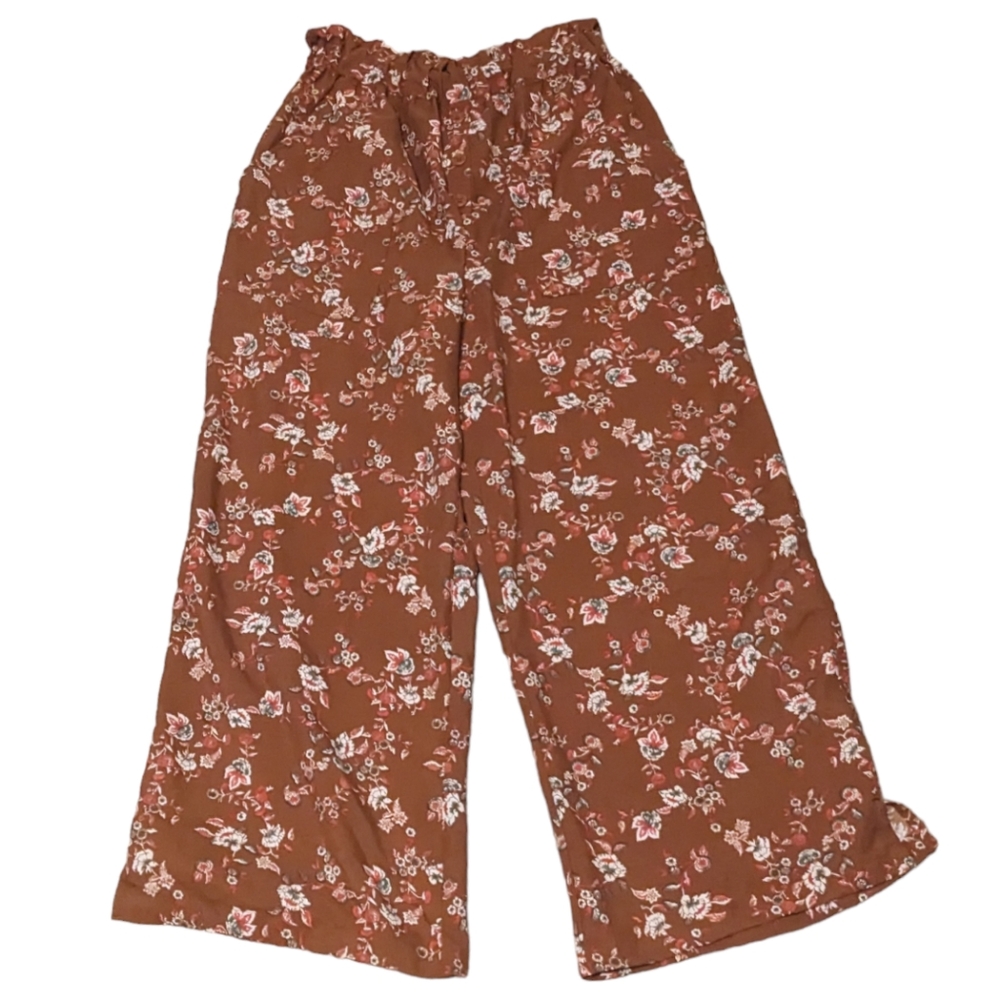 B.O.G. Collective Brown Floral Wide Leg Pants L